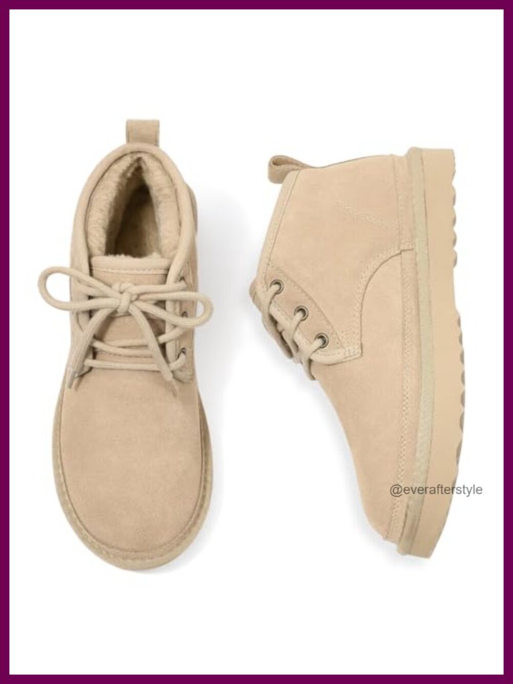 Genuine Suede Lace Up Fur Lined Ankle Snow Boots for Women